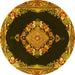 Round Medallion Yellow Traditional Rug, tr4737yw