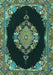 Machine Washable Medallion Turquoise Traditional Area Rugs, wshtr4737turq