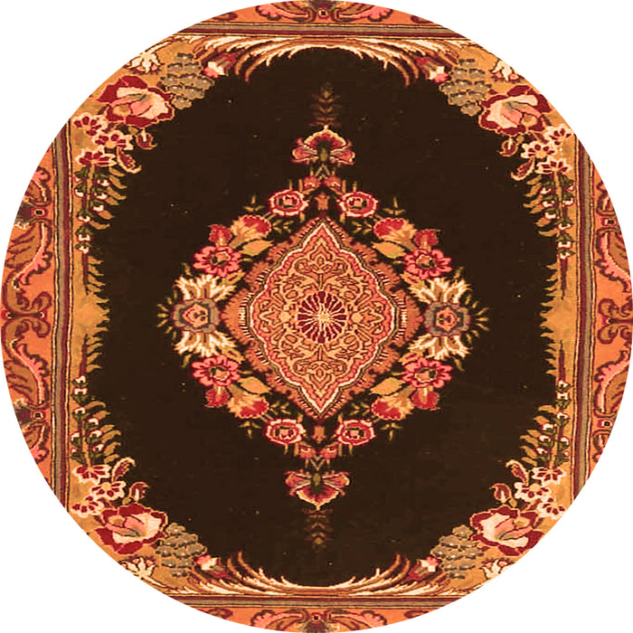 Machine Washable Medallion Orange Traditional Area Rugs, wshtr4737org