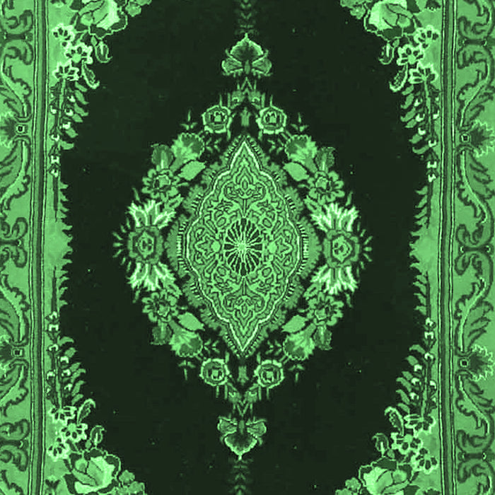 Medallion Emerald Green Traditional Rug, tr4737emgrn
