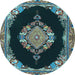 Round Medallion Light Blue Traditional Rug, tr4737lblu