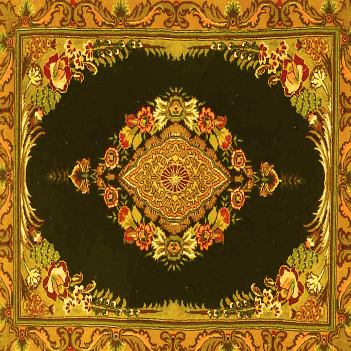 Square Medallion Yellow Traditional Rug, tr4737yw