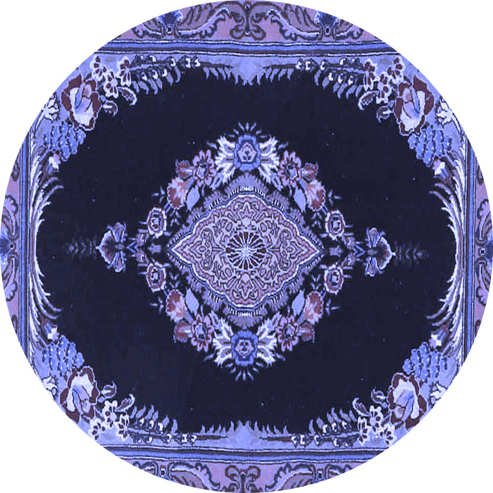 Round Medallion Blue Traditional Rug, tr4737blu