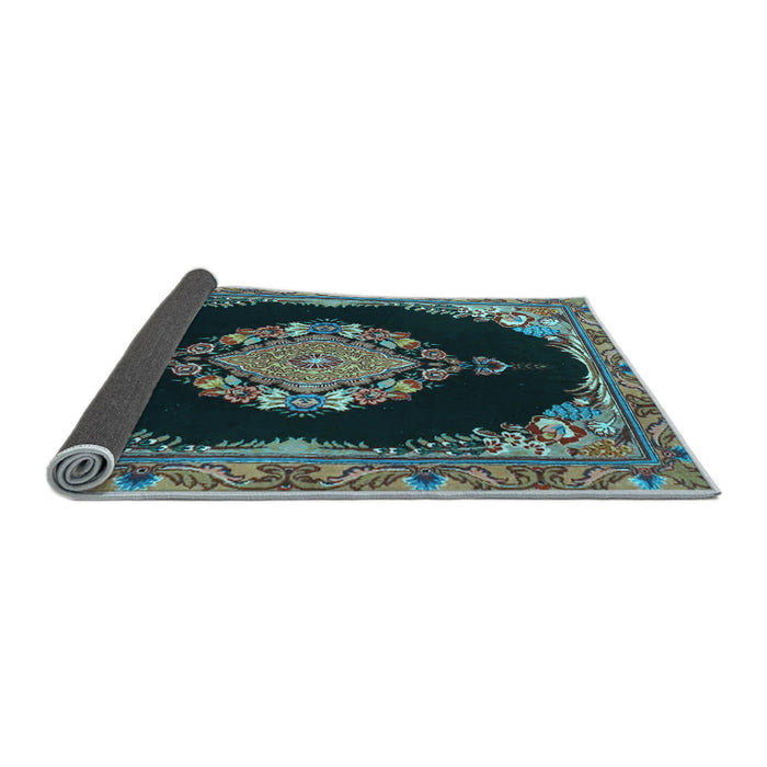 Sideview of Medallion Light Blue Traditional Rug, tr4737lblu