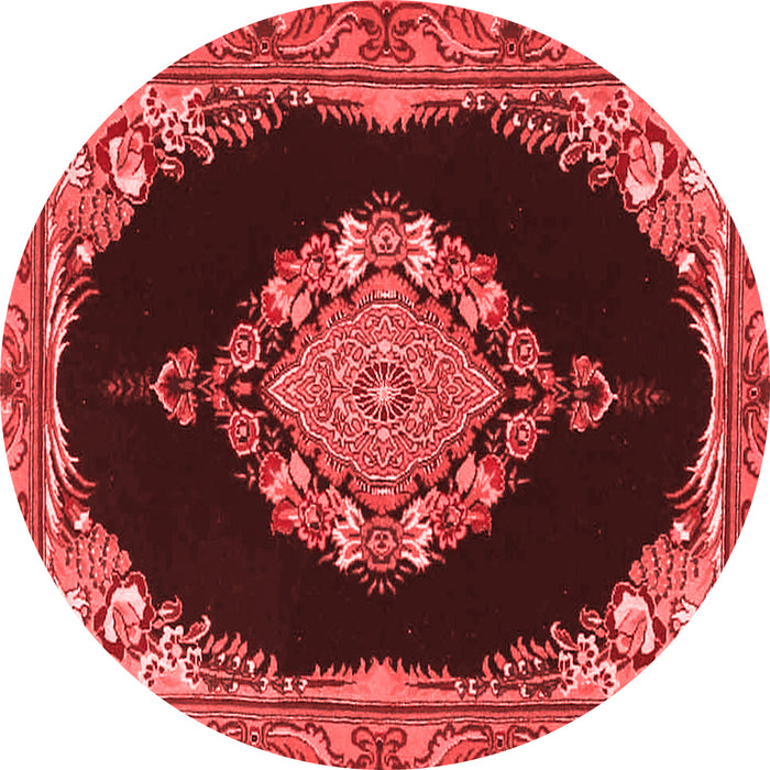 Machine Washable Medallion Red Traditional Rug, wshtr4737red