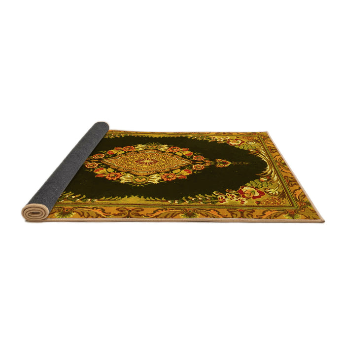 Sideview of Medallion Yellow Traditional Rug, tr4737yw