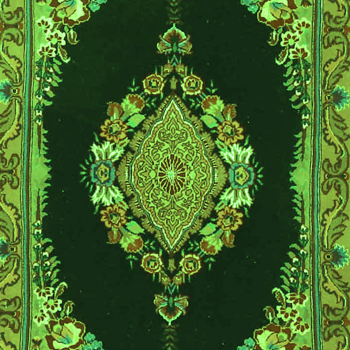 Serging Thickness of Machine Washable Medallion Green Traditional Area Rugs, wshtr4737grn