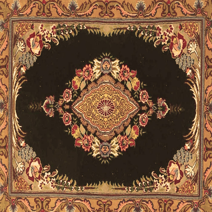 Square Medallion Brown Traditional Rug, tr4737brn