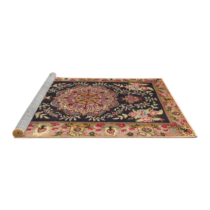 Sideview of Machine Washable Traditional Sand Brown Rug, wshtr4738