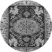 Machine Washable Medallion Gray Traditional Rug, wshtr4738gry