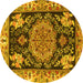 Round Medallion Yellow Traditional Rug, tr4738yw