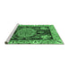 Sideview of Machine Washable Medallion Emerald Green Traditional Area Rugs, wshtr4738emgrn