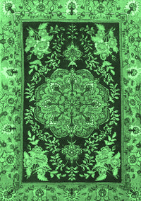 Medallion Emerald Green Traditional Rug, tr4738emgrn