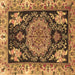 Square Medallion Brown Traditional Rug, tr4738brn