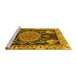 Sideview of Machine Washable Medallion Yellow Traditional Rug, wshtr4738yw