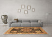 Machine Washable Medallion Brown Traditional Rug in a Living Room,, wshtr4738brn