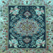 Square Medallion Light Blue Traditional Rug, tr4738lblu