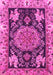 Machine Washable Medallion Pink Traditional Rug, wshtr4738pnk