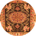 Machine Washable Medallion Orange Traditional Area Rugs, wshtr4738org