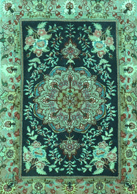 Medallion Turquoise Traditional Rug, tr4738turq