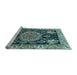 Sideview of Machine Washable Medallion Light Blue Traditional Rug, wshtr4738lblu