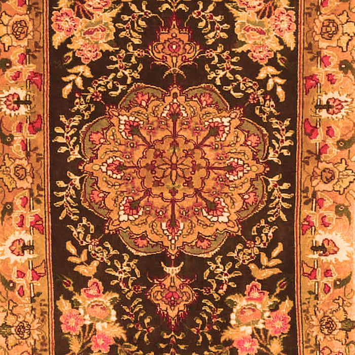 Serging Thickness of Machine Washable Medallion Orange Traditional Area Rugs, wshtr4738org