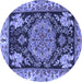 Round Medallion Blue Traditional Rug, tr4738blu