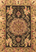 Machine Washable Medallion Brown Traditional Rug, wshtr4738brn