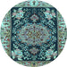 Round Medallion Light Blue Traditional Rug, tr4738lblu