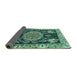 Sideview of Medallion Turquoise Traditional Rug, tr4738turq