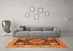 Machine Washable Medallion Orange Traditional Area Rugs in a Living Room, wshtr4738org