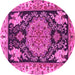 Round Medallion Pink Traditional Rug, tr4738pnk