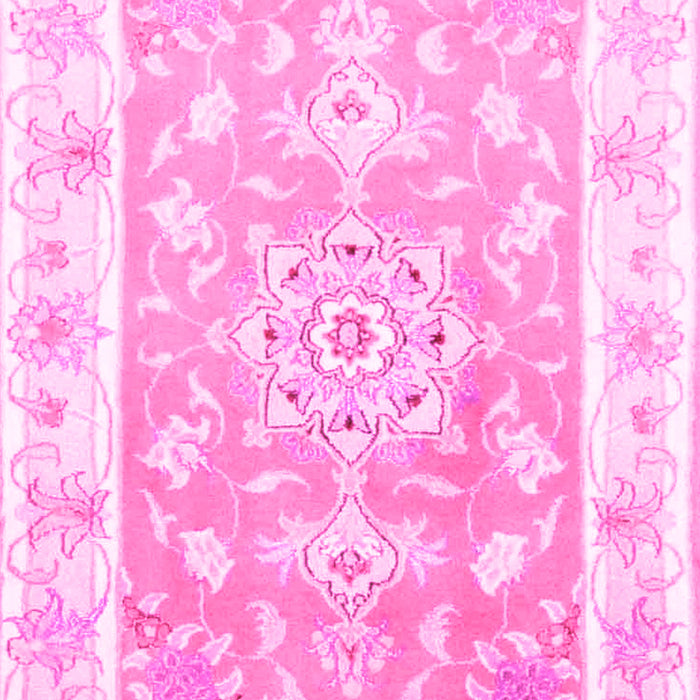 Machine Washable Medallion Pink Traditional Rug, wshtr4739pnk