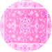 Round Medallion Pink Traditional Rug, tr4739pnk