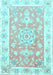 Machine Washable Medallion Light Blue Traditional Rug, wshtr4739lblu