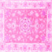 Square Machine Washable Medallion Pink Traditional Rug, wshtr4739pnk