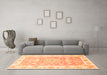 Machine Washable Medallion Orange Traditional Area Rugs in a Living Room, wshtr4739org