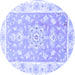 Round Medallion Blue Traditional Rug, tr4739blu