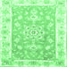 Square Machine Washable Medallion Emerald Green Traditional Area Rugs, wshtr4739emgrn