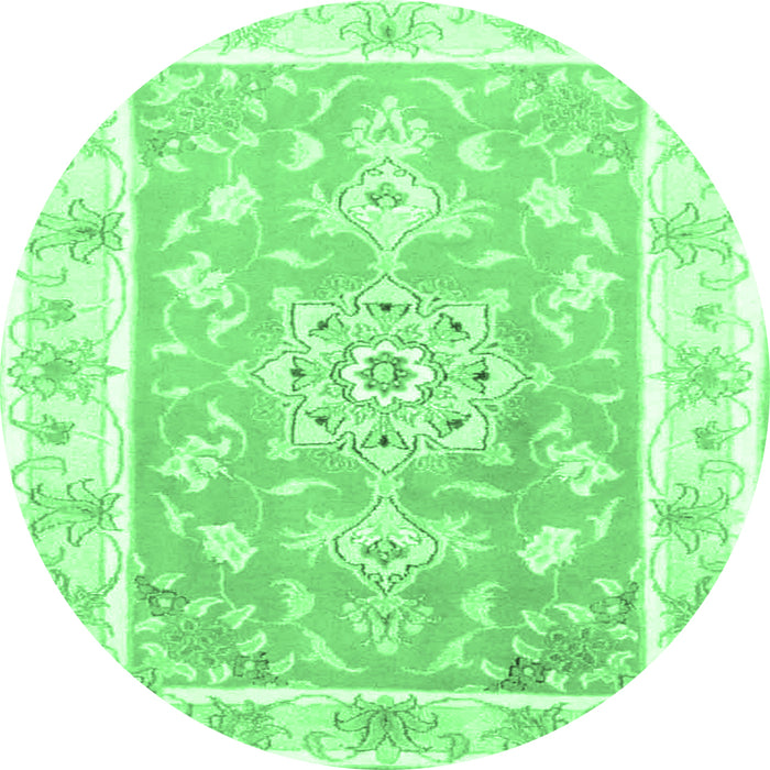 Round Medallion Emerald Green Traditional Rug, tr4739emgrn