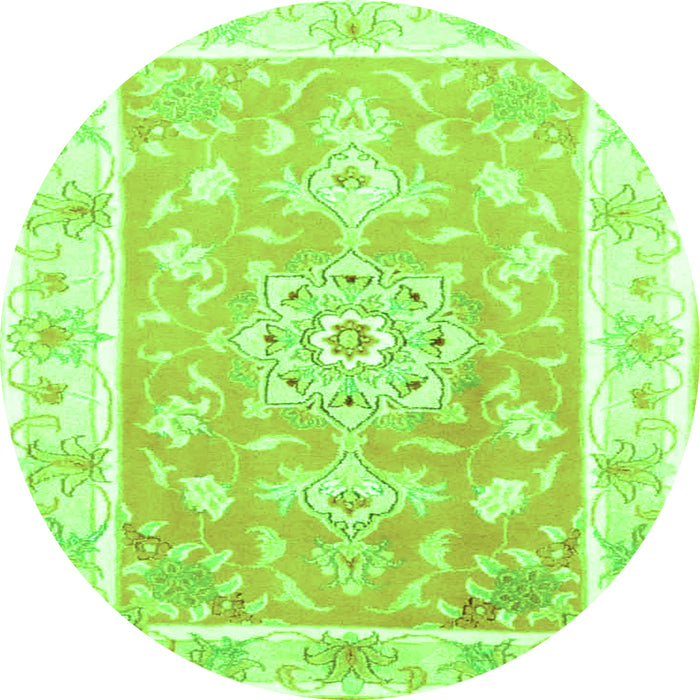 Square Medallion Green Traditional Rug, tr4739grn