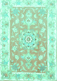 Medallion Turquoise Traditional Rug, tr4739turq