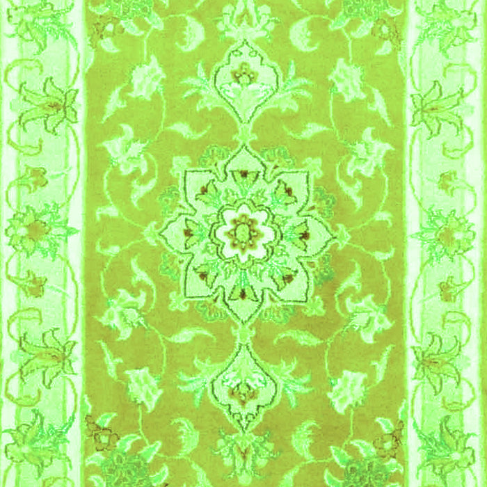 Serging Thickness of Machine Washable Medallion Green Traditional Area Rugs, wshtr4739grn