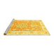 Sideview of Machine Washable Medallion Yellow Traditional Rug, wshtr4739yw