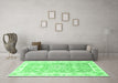 Machine Washable Medallion Emerald Green Traditional Area Rugs in a Living Room,, wshtr4739emgrn