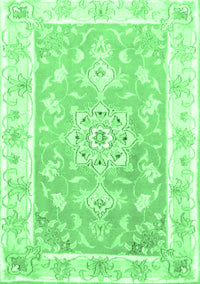 Medallion Emerald Green Traditional Rug, tr4739emgrn