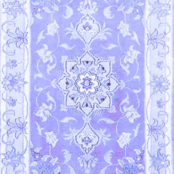 Machine Washable Medallion Blue Traditional Rug, wshtr4739blu