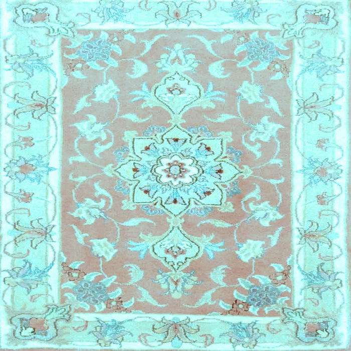Square Medallion Light Blue Traditional Rug, tr4739lblu