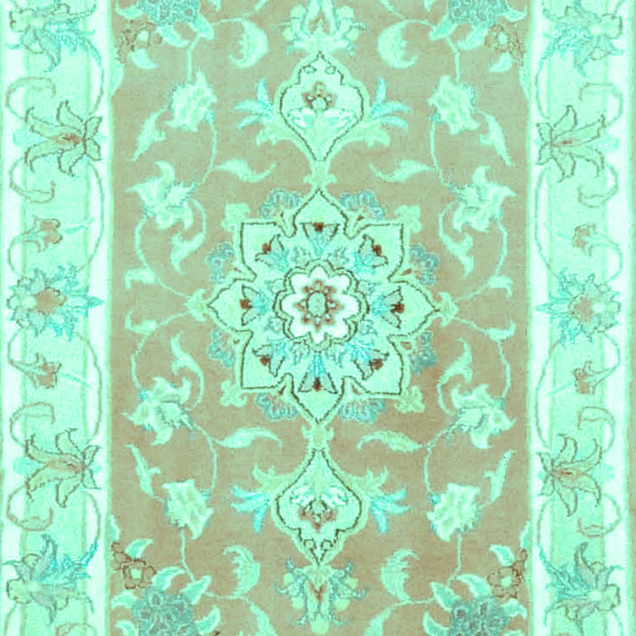 Machine Washable Medallion Turquoise Traditional Area Rugs, wshtr4739turq