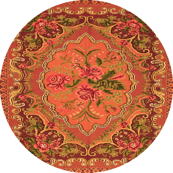 Machine Washable Medallion Orange French Area Rugs, wshtr473org